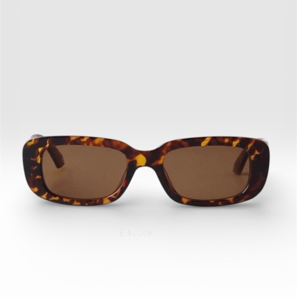 Tortoiseshell Rectangle Sunglasses – Brown Lenses - Picture 2 of 2